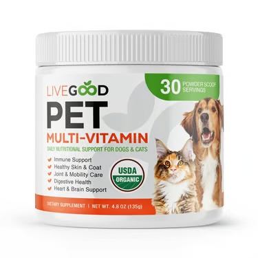 LiveGood organic pet multivitamin for dogs and cats