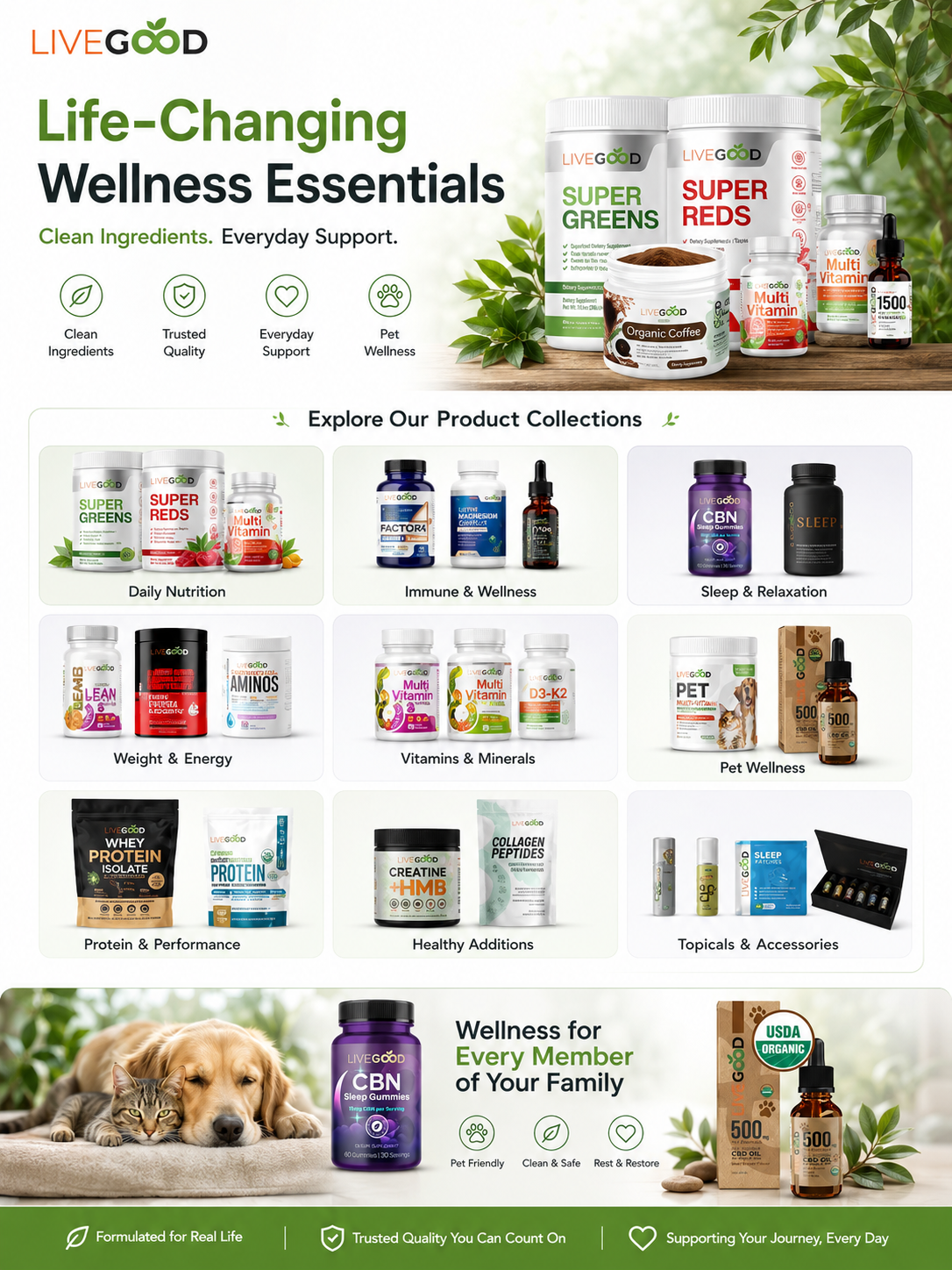 LiveGood wellness essentials and product collections